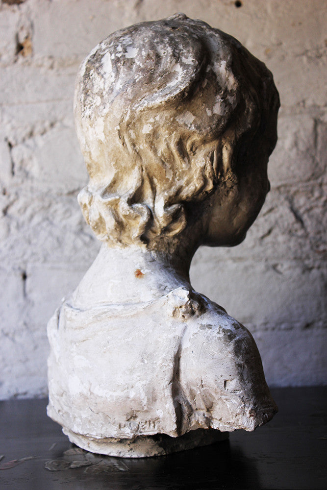 A Decorative 20thC Portrait Studio Plaster Bust of a Young Boy