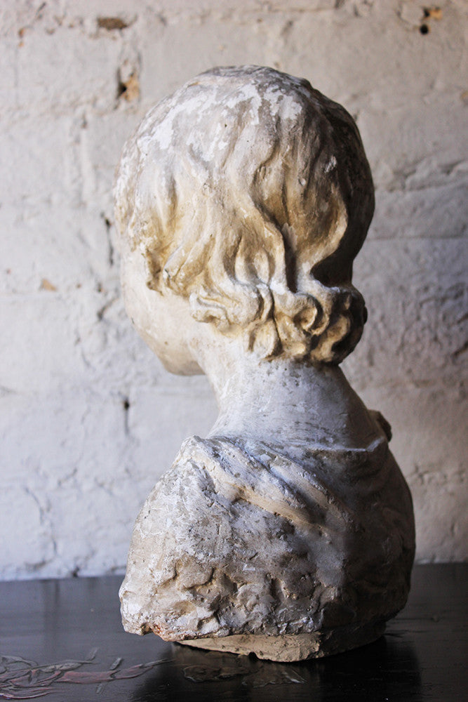 A Decorative 20thC Portrait Studio Plaster Bust of a Young Boy