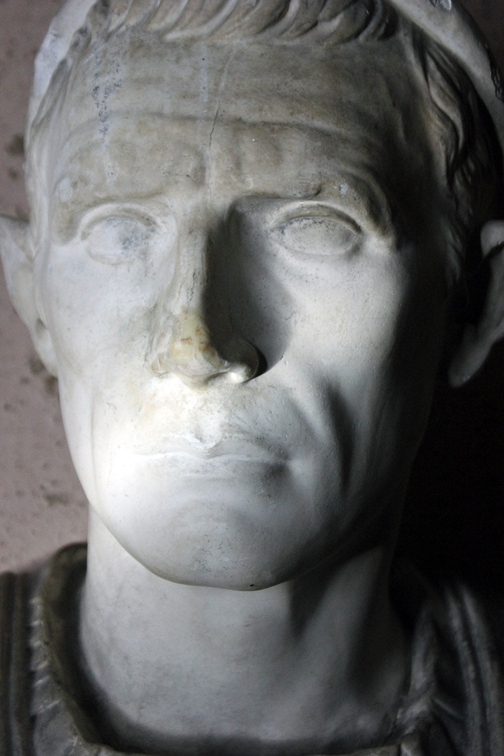 A 19thC Painted Plaster Portrait Bust of Julius Caesar c.1880
