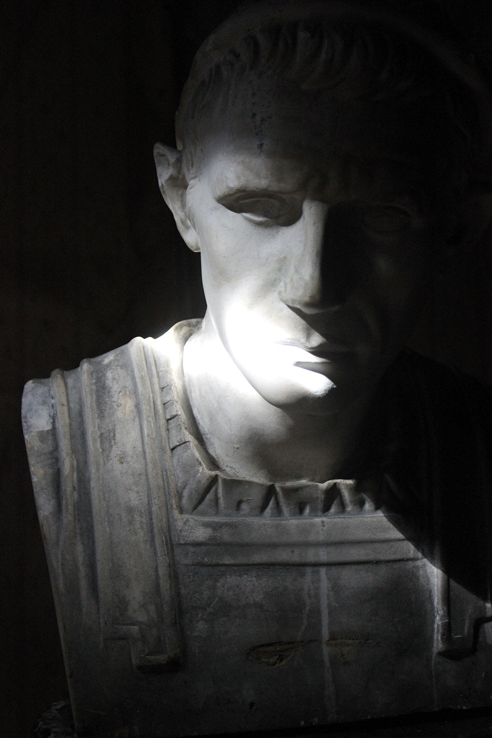 A 19thC Painted Plaster Portrait Bust of Julius Caesar c.1880