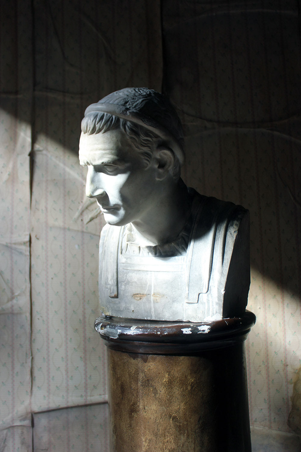 A 19thC Painted Plaster Portrait Bust of Julius Caesar c.1880