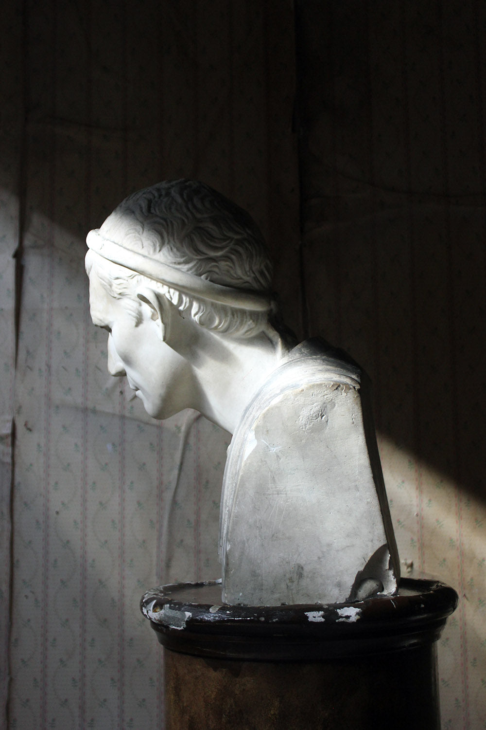 A 19thC Painted Plaster Portrait Bust of Julius Caesar c.1880