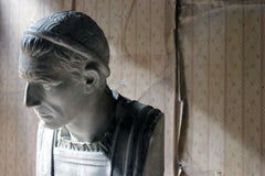 A 19thC Painted Plaster Portrait Bust of Julius Caesar c.1880