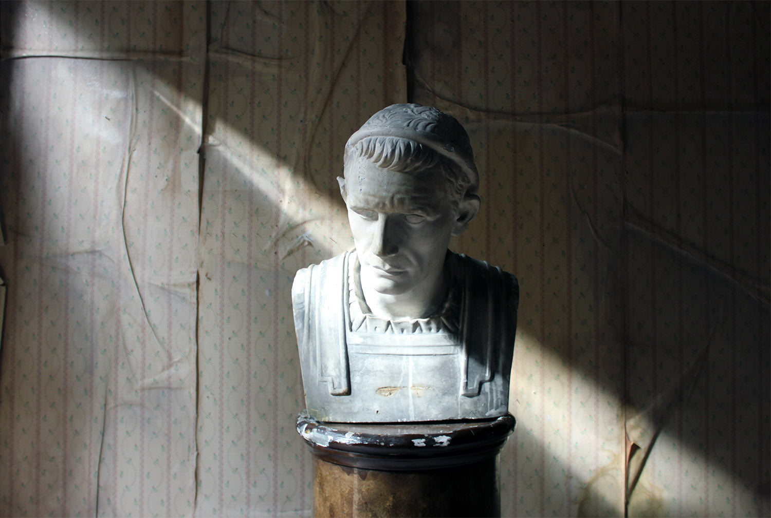 A 19thC Painted Plaster Portrait Bust of Julius Caesar c.1880