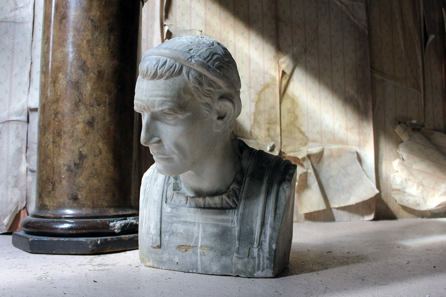 A 19thC Painted Plaster Portrait Bust of Julius Caesar c.1880