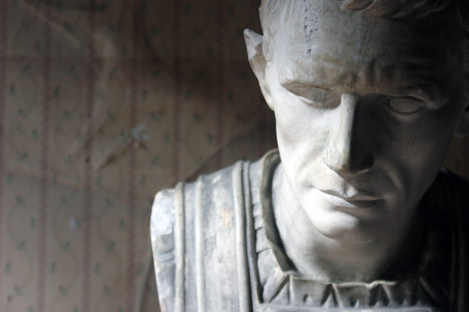 A 19thC Painted Plaster Portrait Bust of Julius Caesar c.1880