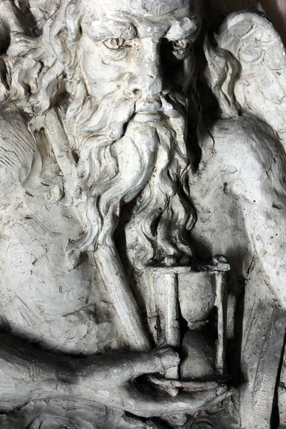 A 19thC French Monastery Sculpted High Relief Plaster Frieze Depicting Father Time c.1870