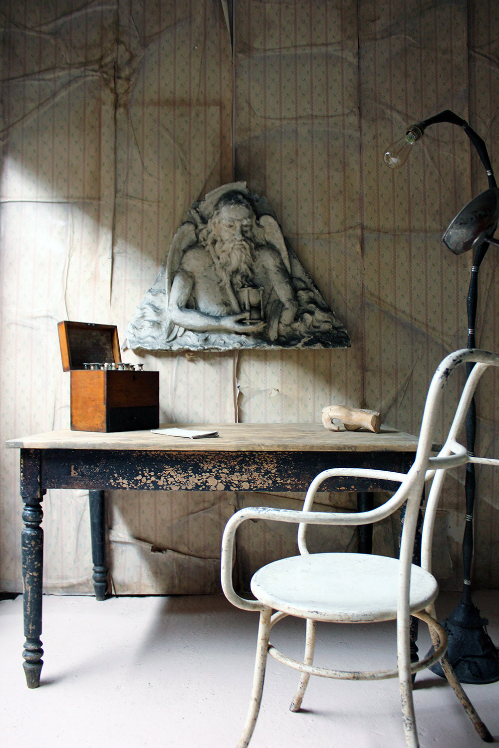 A 19thC French Monastery Sculpted High Relief Plaster Frieze Depicting Father Time c.1870