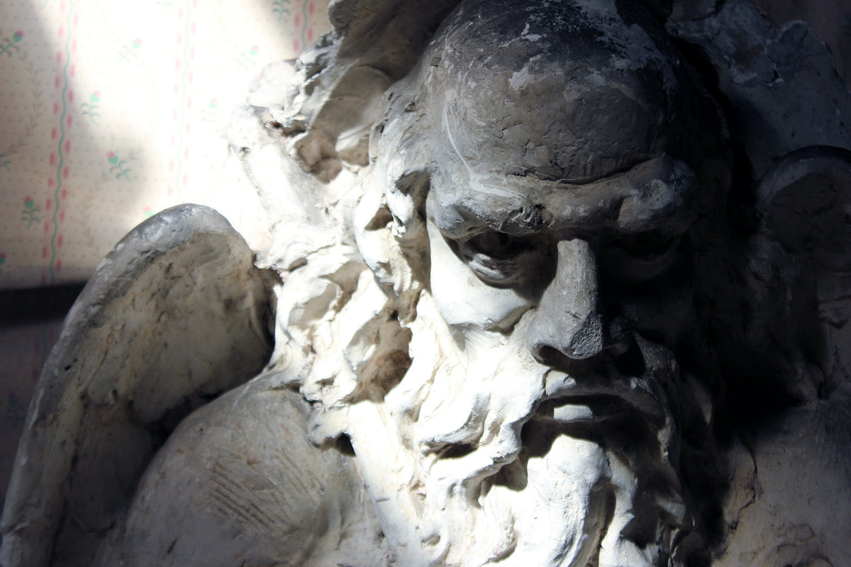 A 19thC French Monastery Sculpted High Relief Plaster Frieze Depicting Father Time c.1870