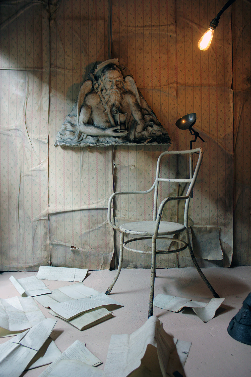 A 19thC French Monastery Sculpted High Relief Plaster Frieze Depicting Father Time c.1870