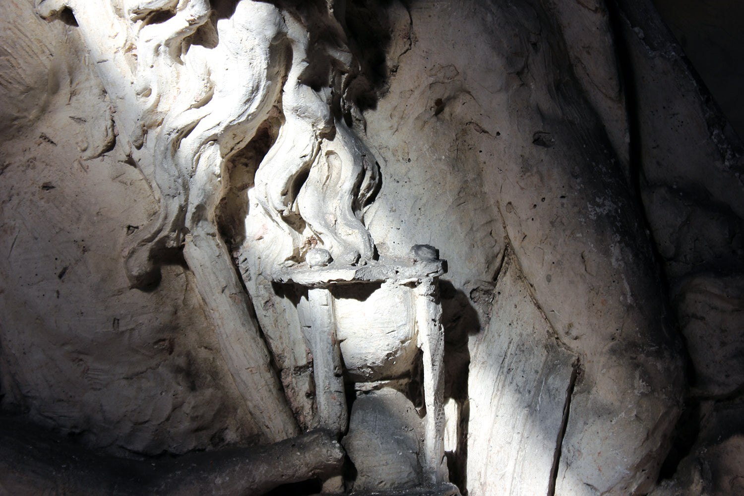 A 19thC French Monastery Sculpted High Relief Plaster Frieze Depicting Father Time c.1870