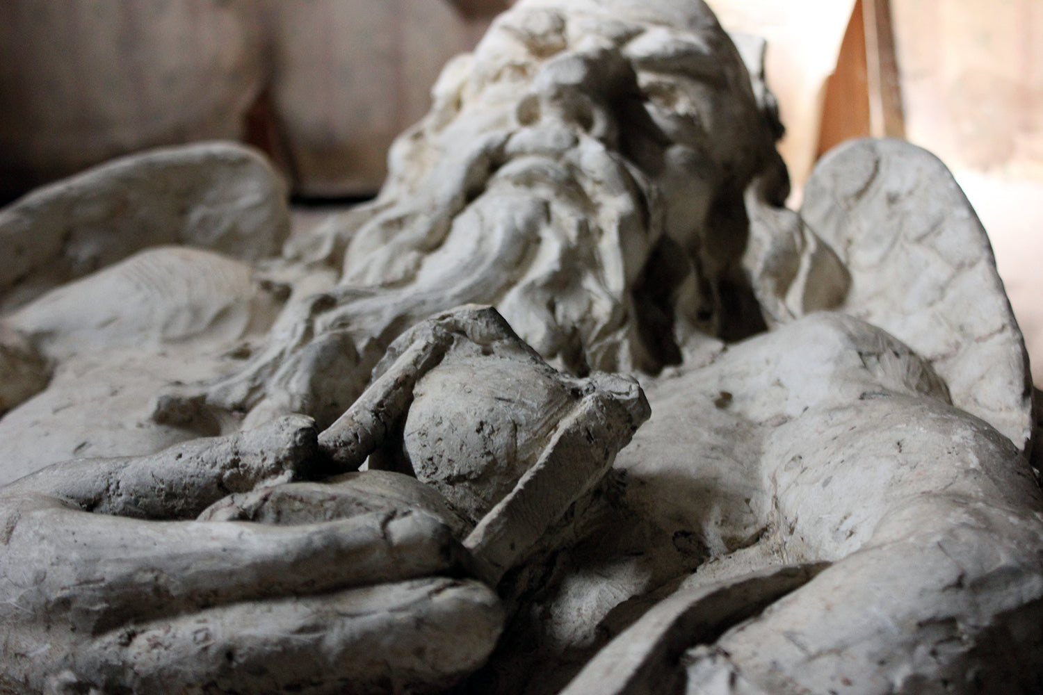 A 19thC French Monastery Sculpted High Relief Plaster Frieze Depicting Father Time c.1870