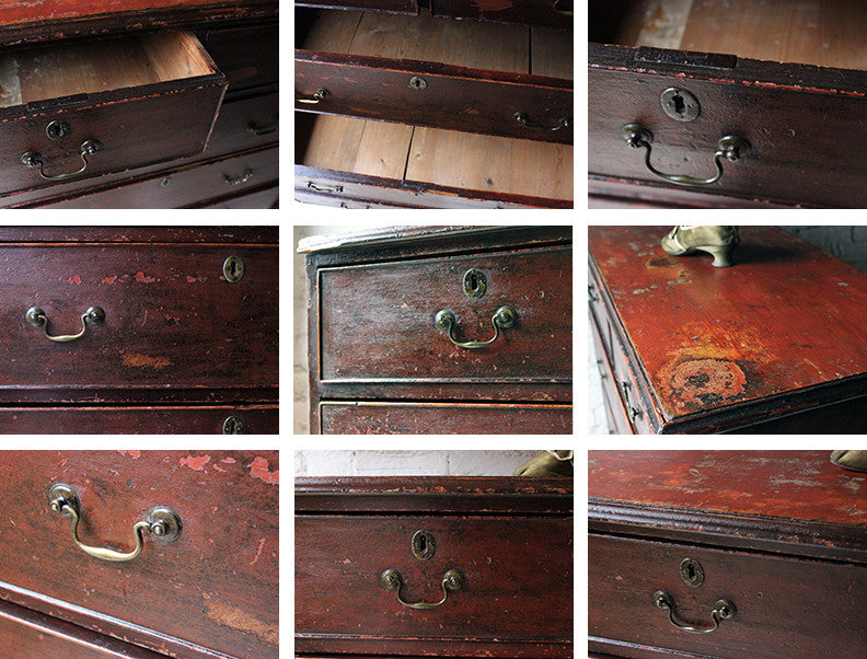 A Fabulous Large George III Plum Painted Pine Chest of Drawers c.1780