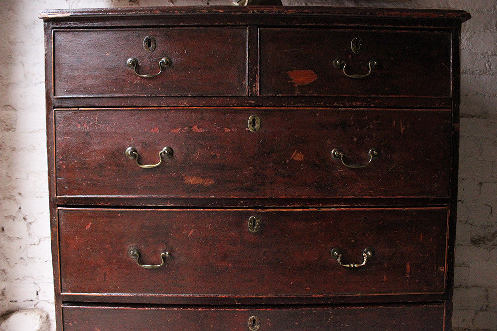 A Fabulous Large George III Plum Painted Pine Chest of Drawers c.1780