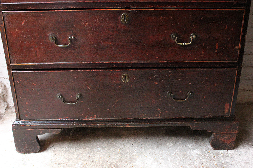 A Fabulous Large George III Plum Painted Pine Chest of Drawers c.1780