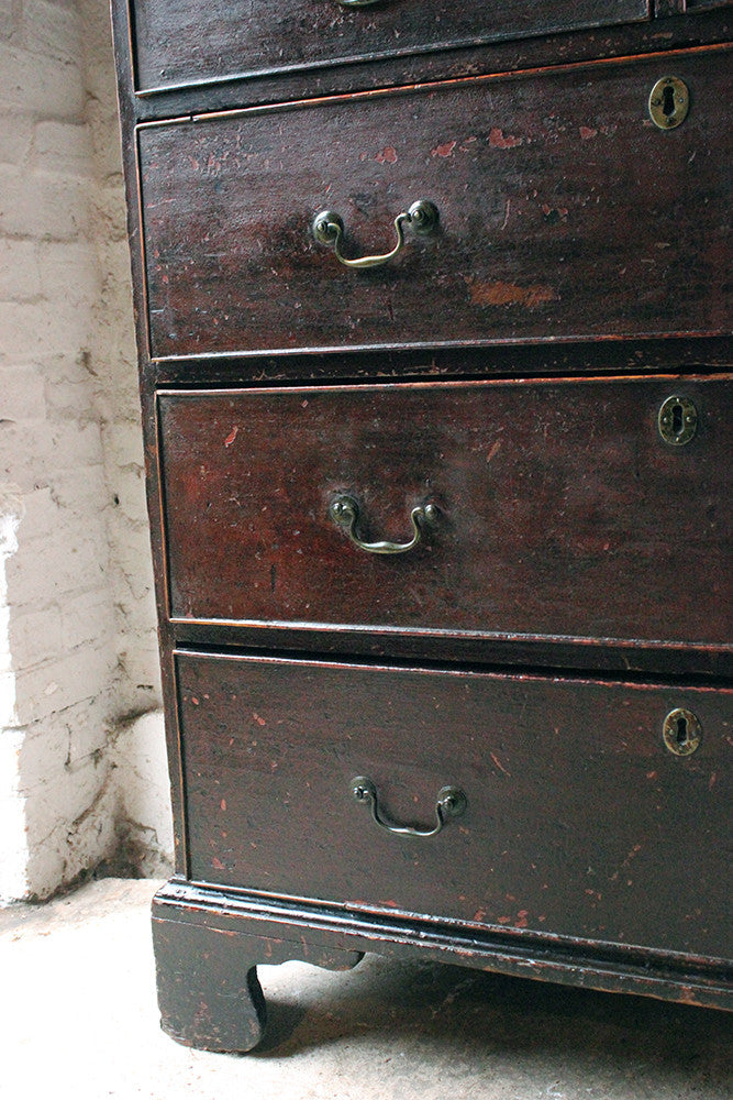 A Fabulous Large George III Plum Painted Pine Chest of Drawers c.1780