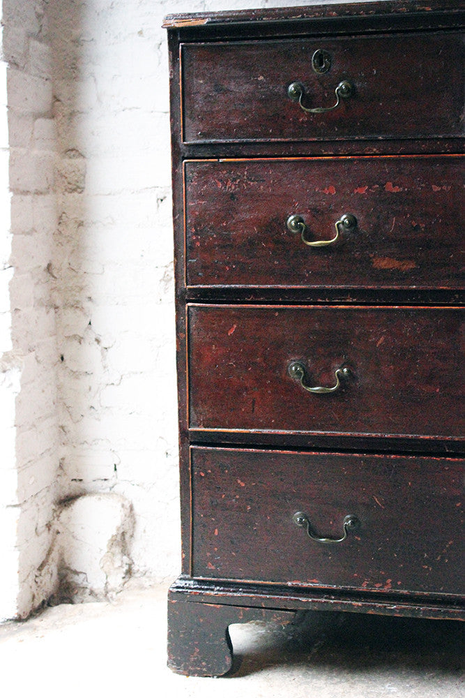A Fabulous Large George III Plum Painted Pine Chest of Drawers c.1780