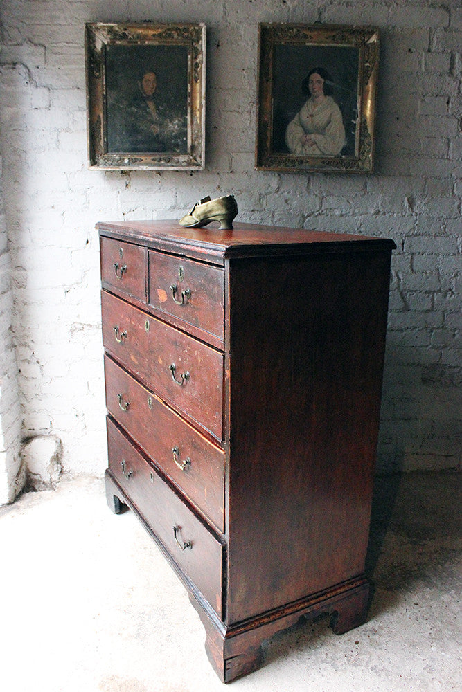 A Fabulous Large George III Plum Painted Pine Chest of Drawers c.1780