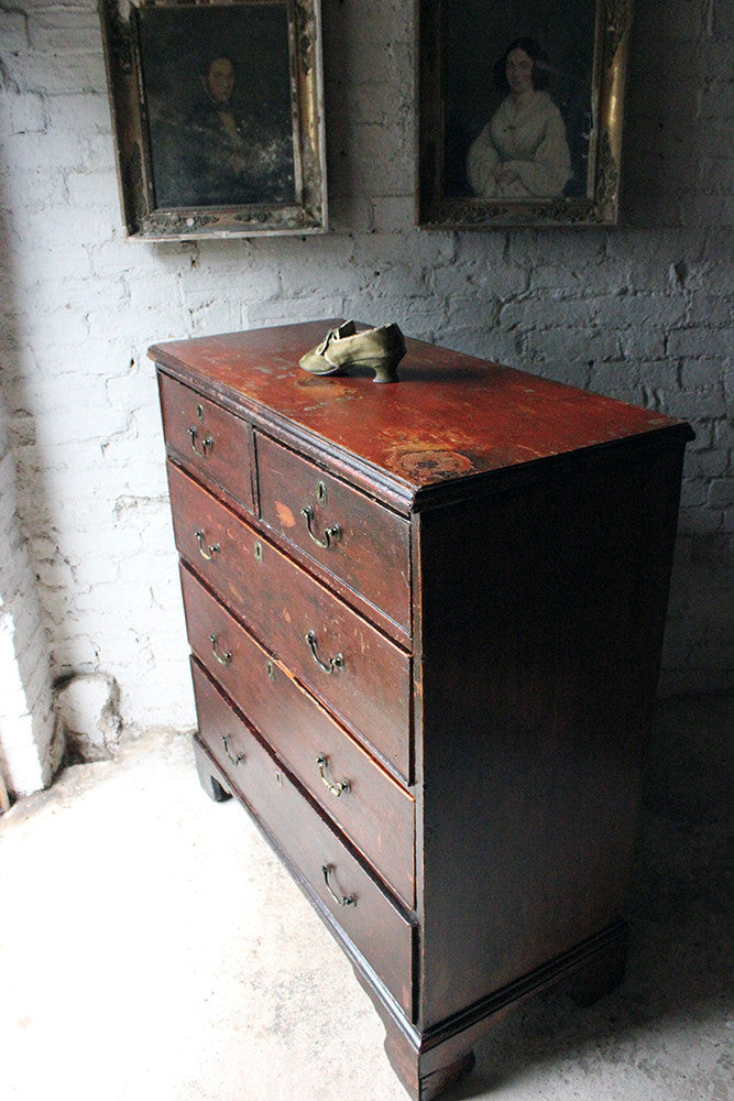 A Fabulous Large George III Plum Painted Pine Chest of Drawers c.1780