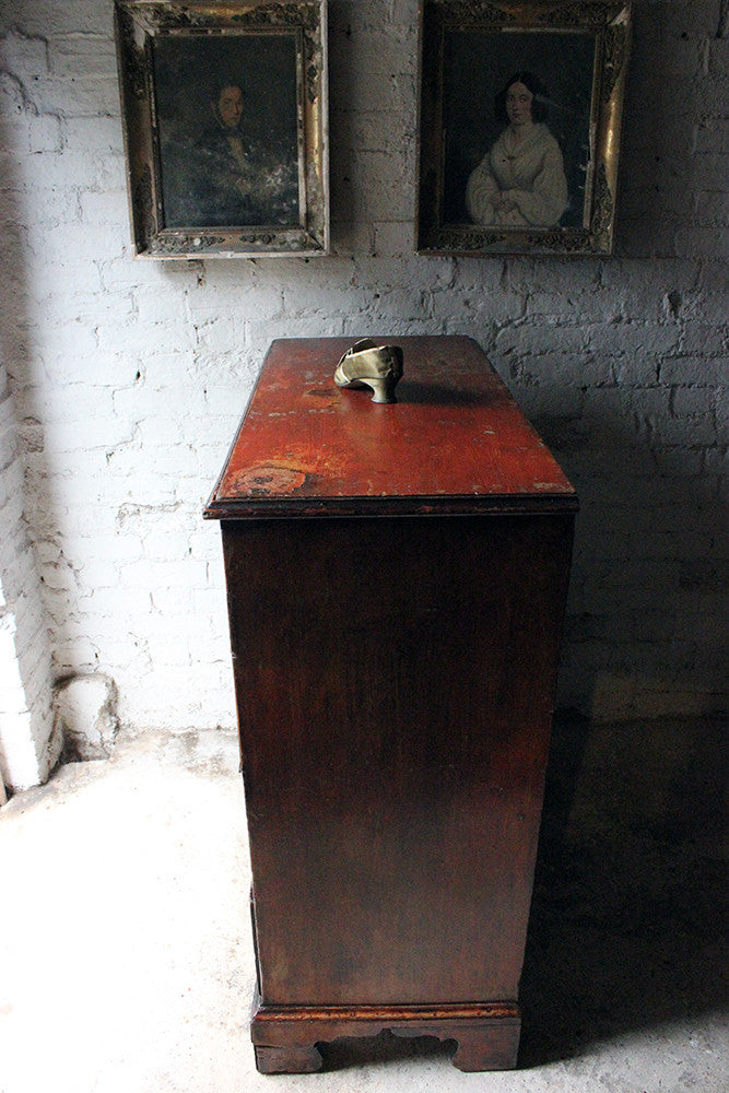 A Fabulous Large George III Plum Painted Pine Chest of Drawers c.1780