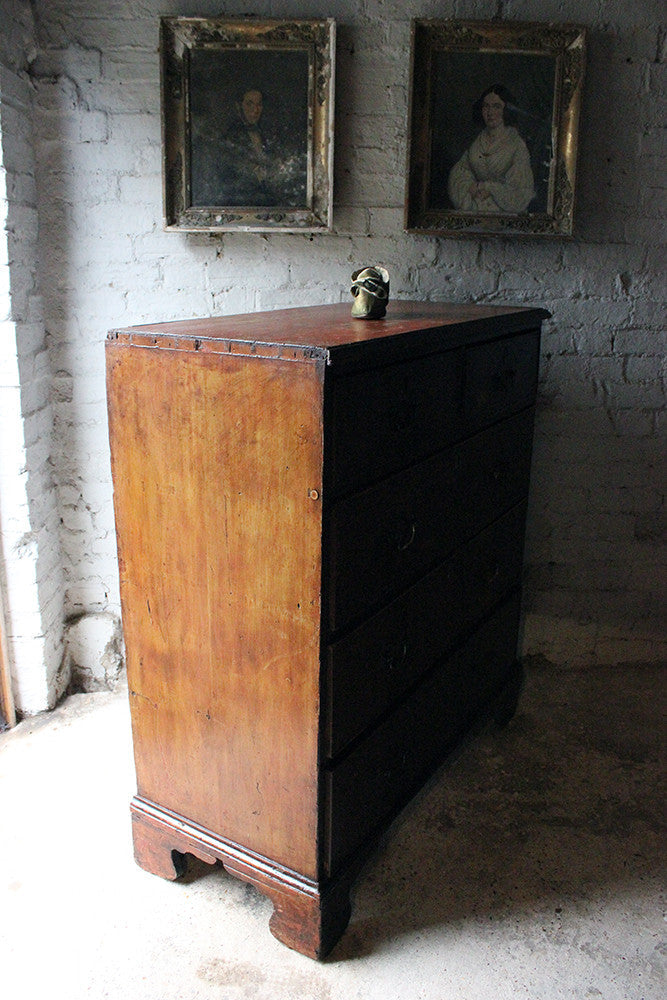 A Fabulous Large George III Plum Painted Pine Chest of Drawers c.1780