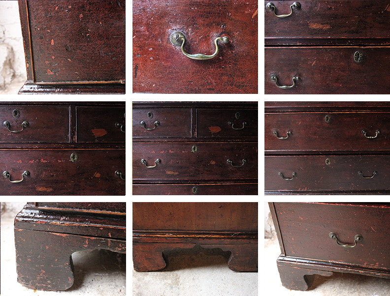 A Fabulous Large George III Plum Painted Pine Chest of Drawers c.1780