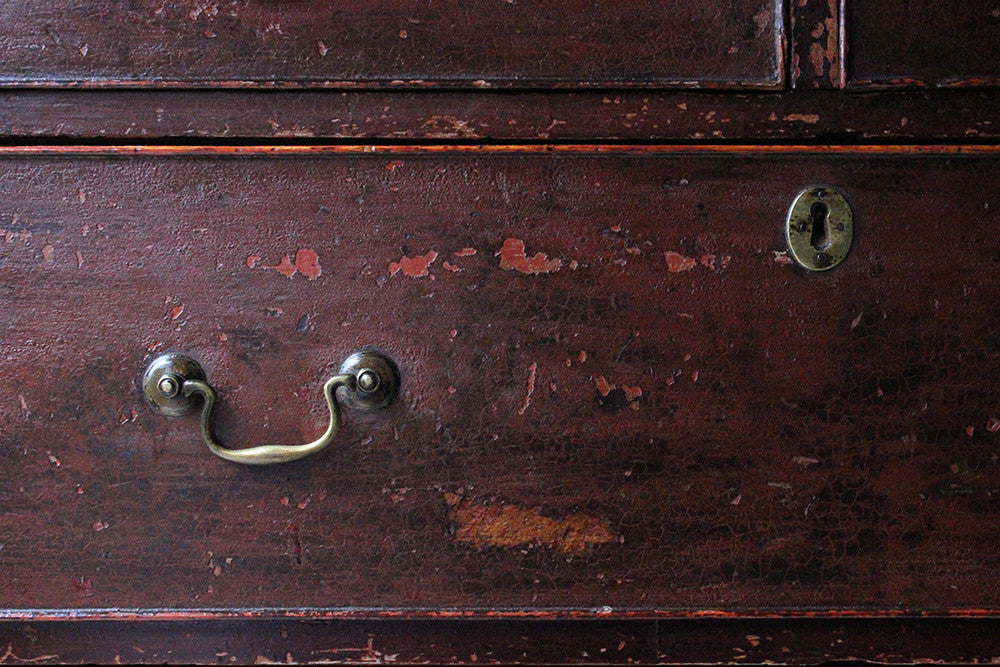 A Fabulous Large George III Plum Painted Pine Chest of Drawers c.1780