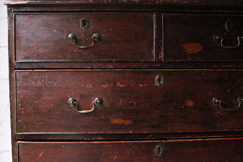 A Fabulous Large George III Plum Painted Pine Chest of Drawers c.1780