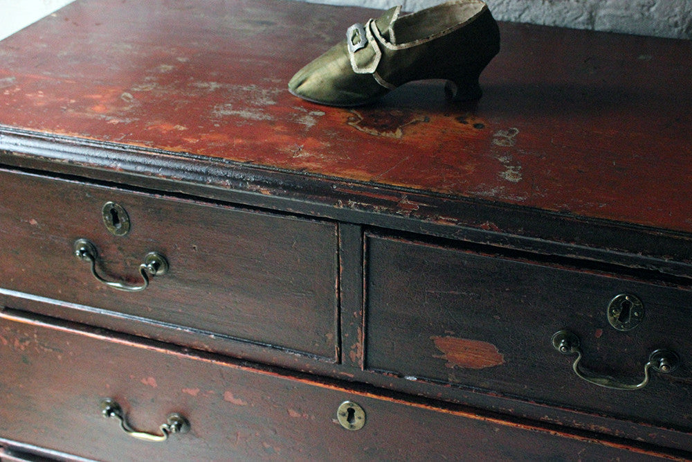 A Fabulous Large George III Plum Painted Pine Chest of Drawers c.1780