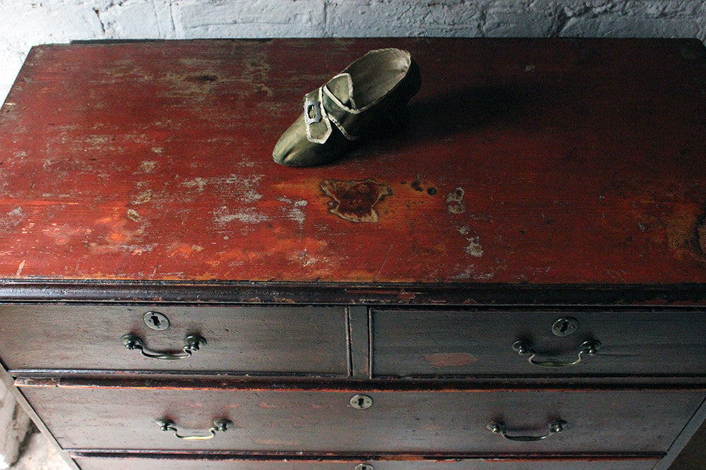 A Fabulous Large George III Plum Painted Pine Chest of Drawers c.1780