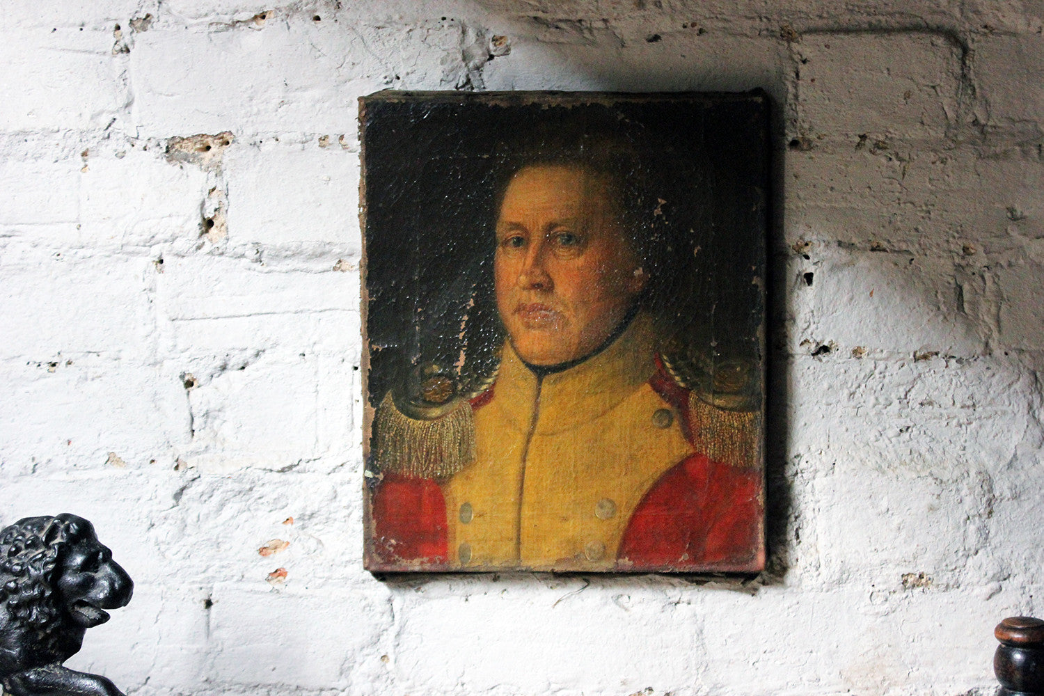 A Good Continental Provincial School Oil on Canvas Portrait of an Military Officer c.1800-1810