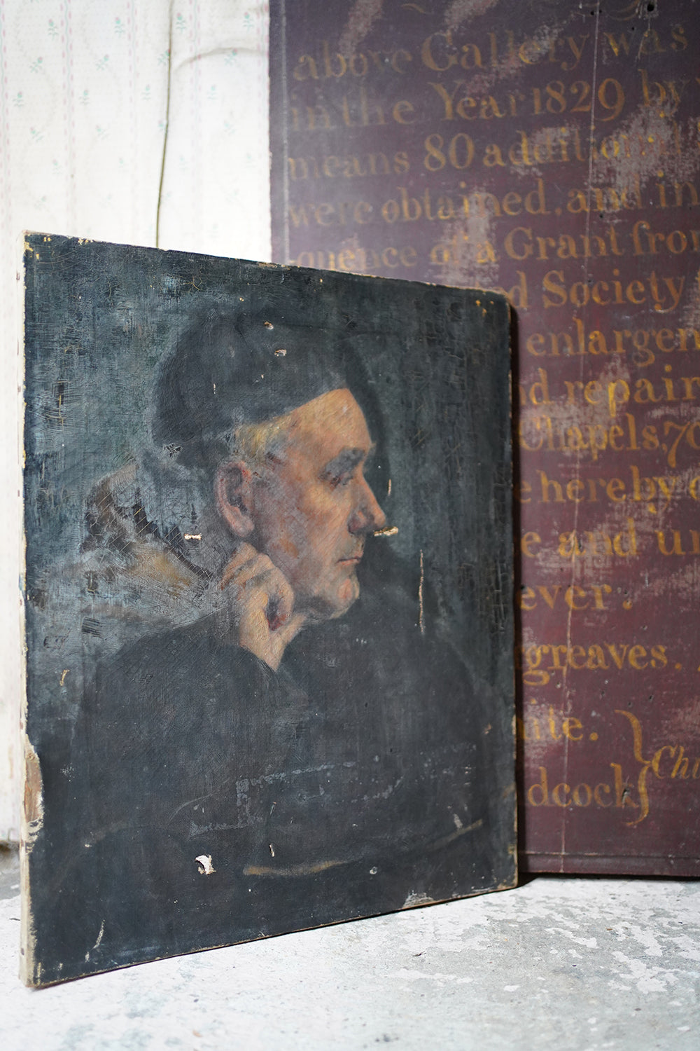A 19thC Oil on Canvas Portrait of a Contemplative Gentleman c.1870