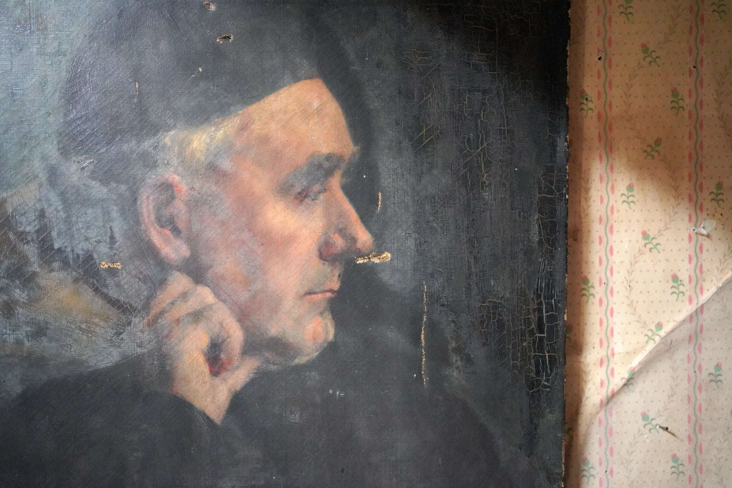 A 19thC Oil on Canvas Portrait of a Contemplative Gentleman c.1870