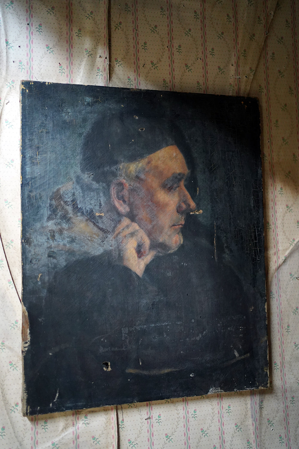 A 19thC Oil on Canvas Portrait of a Contemplative Gentleman c.1870
