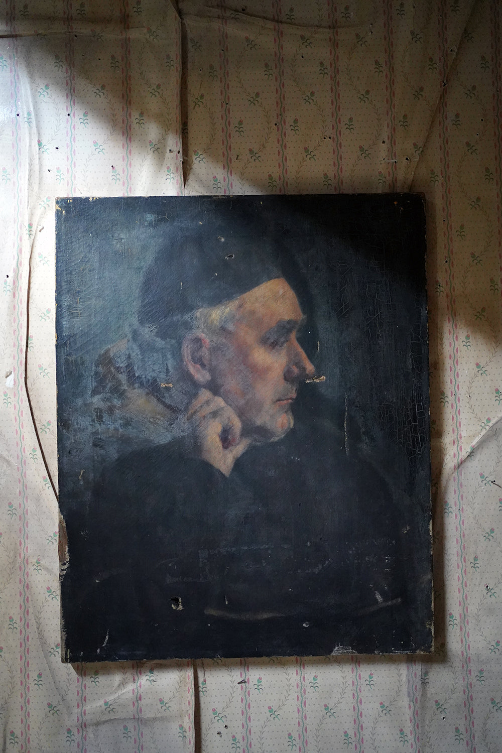 A 19thC Oil on Canvas Portrait of a Contemplative Gentleman c.1870