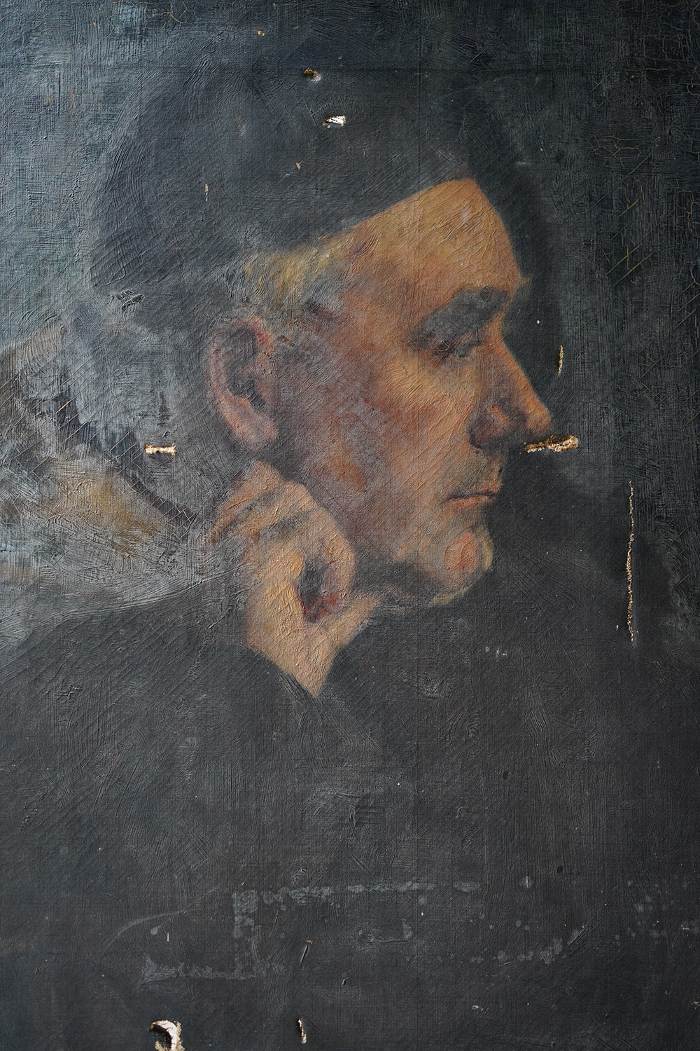 A 19thC Oil on Canvas Portrait of a Contemplative Gentleman c.1870