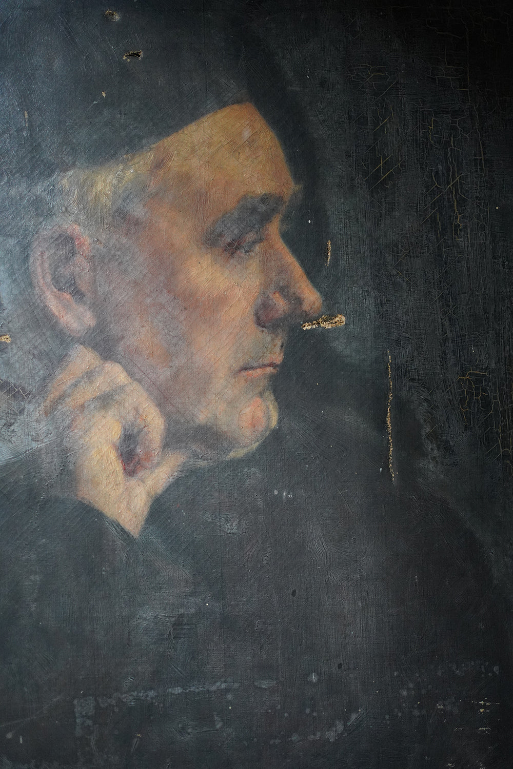A 19thC Oil on Canvas Portrait of a Contemplative Gentleman c.1870