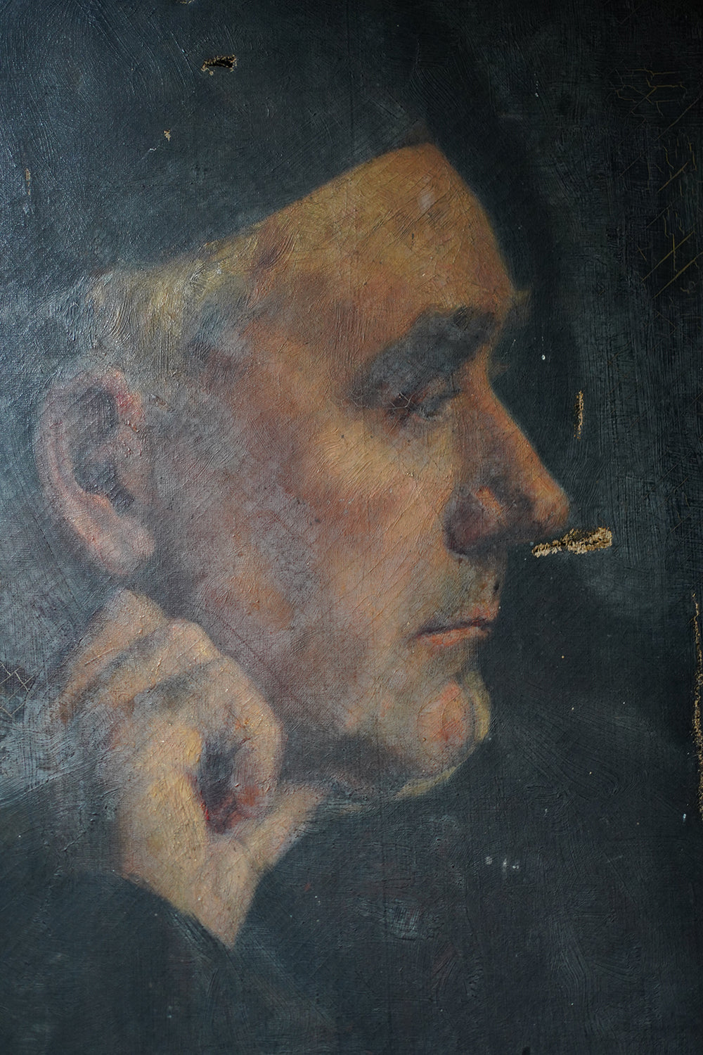 A 19thC Oil on Canvas Portrait of a Contemplative Gentleman c.1870