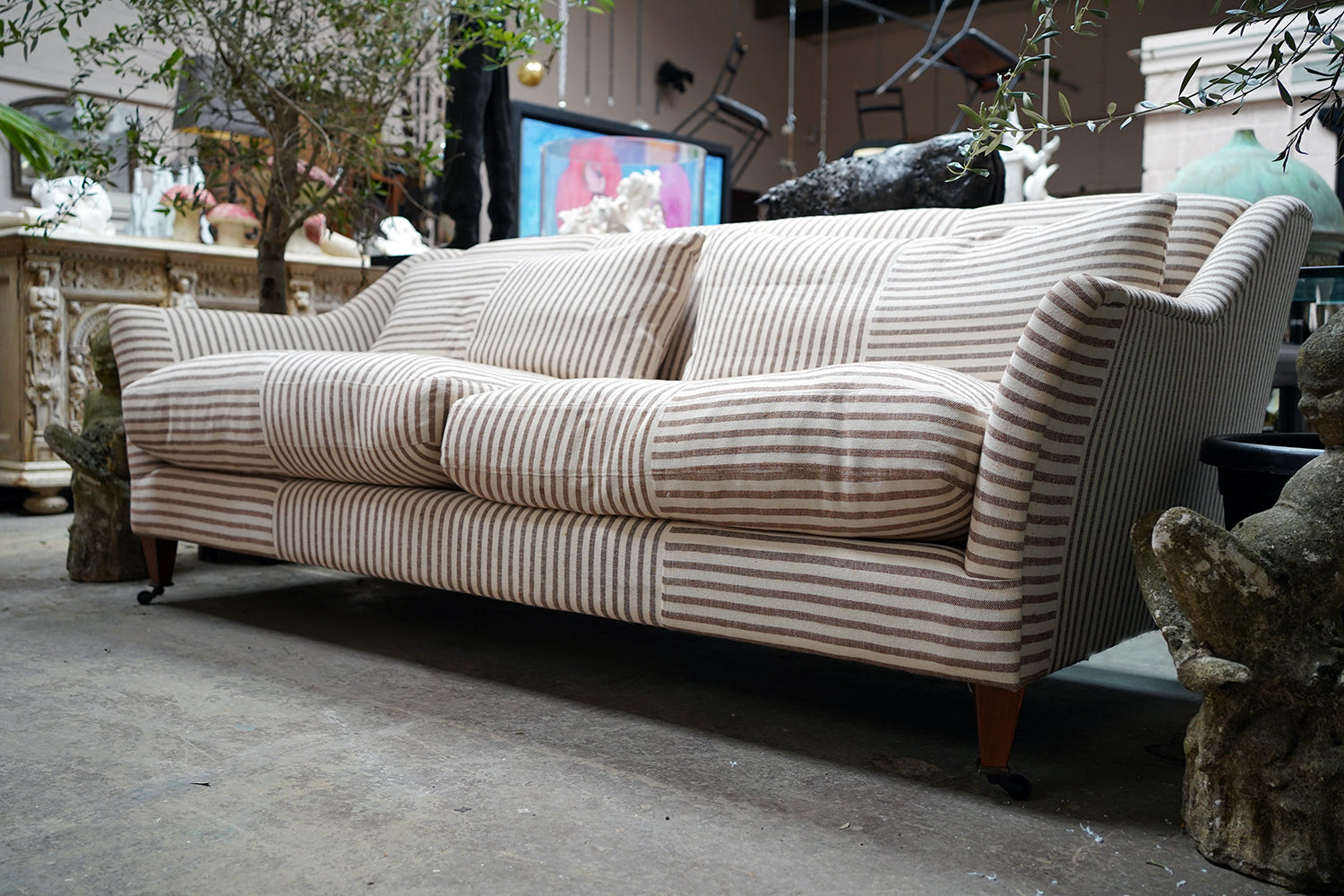 A Contemporary Recoire Franceis Three-Seater Sofa Upholstered in Guy Goodfellow