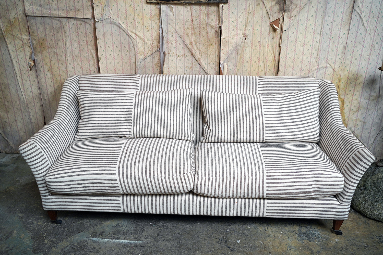 A Contemporary Recoire Franceis Three-Seater Sofa Upholstered in Guy Goodfellow