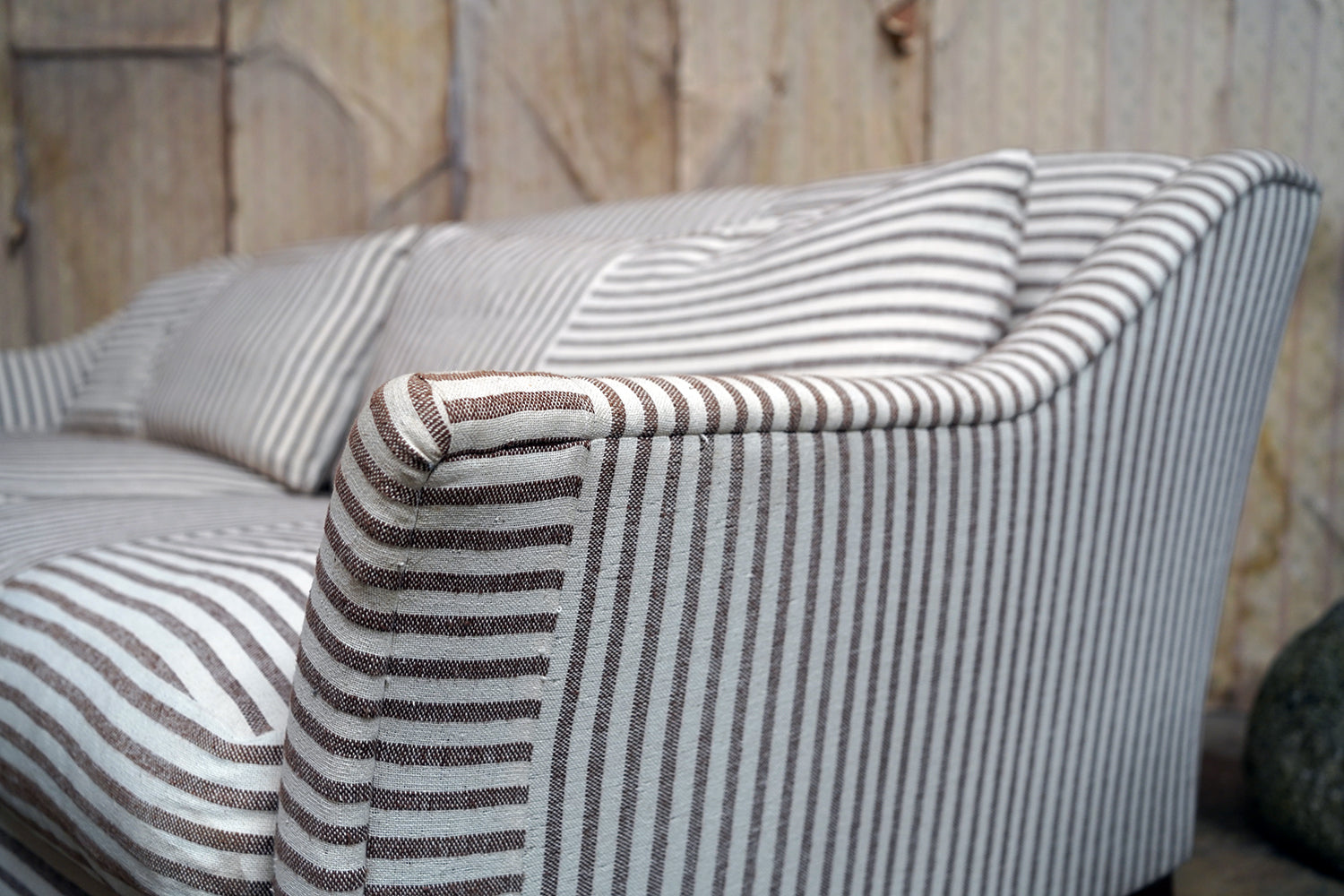 A Contemporary Recoire Franceis Three-Seater Sofa Upholstered in Guy Goodfellow