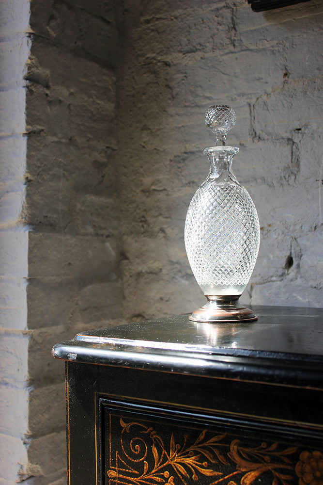 A Fine Regency Cut Glass & Silver Plate Decanter c.1810