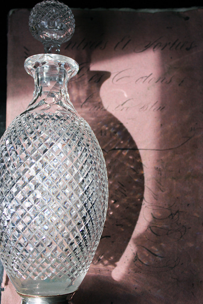 A Fine Regency Cut Glass & Silver Plate Decanter c.1810