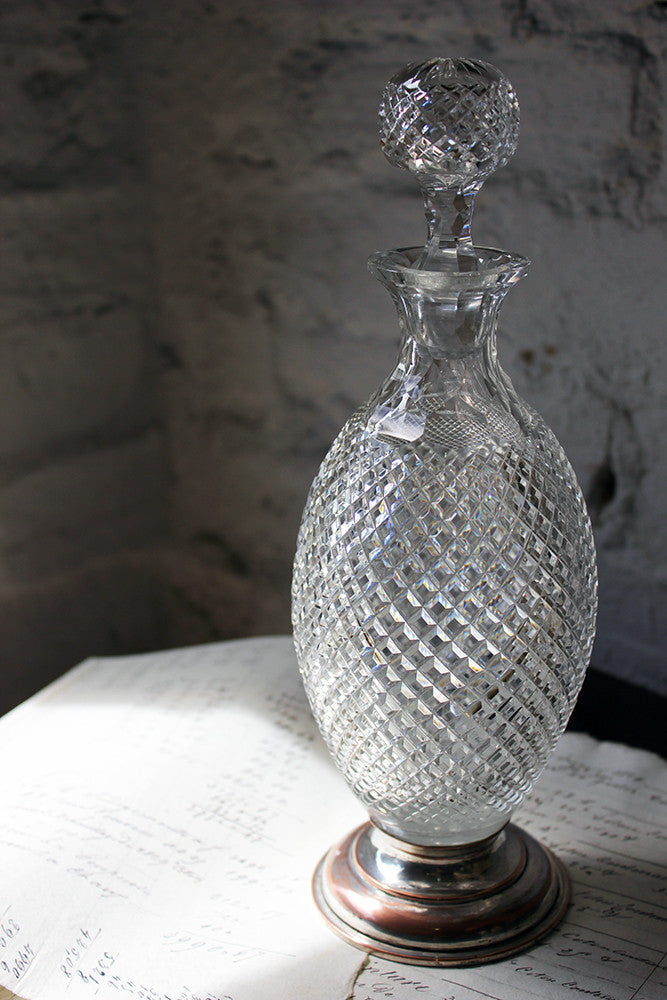 A Fine Regency Cut Glass & Silver Plate Decanter c.1810