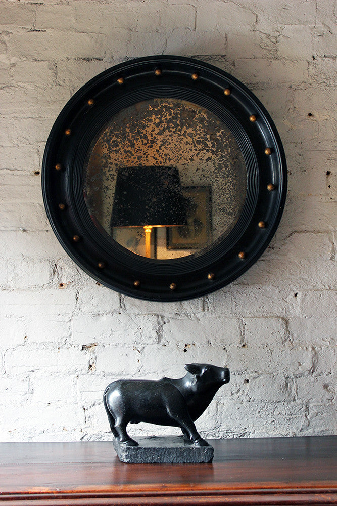 A Good Regency Period Ebonised & Gilt Circular Wall Mirror c.1820