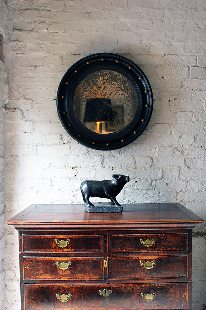 A Good Regency Period Ebonised & Gilt Circular Wall Mirror c.1820