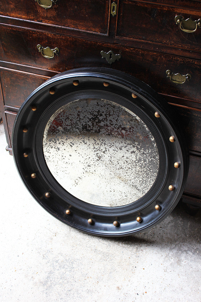 A Good Regency Period Ebonised & Gilt Circular Wall Mirror c.1820