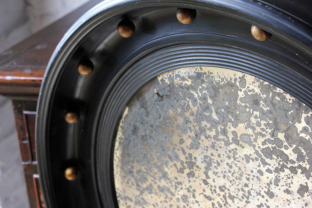 A Good Regency Period Ebonised & Gilt Circular Wall Mirror c.1820