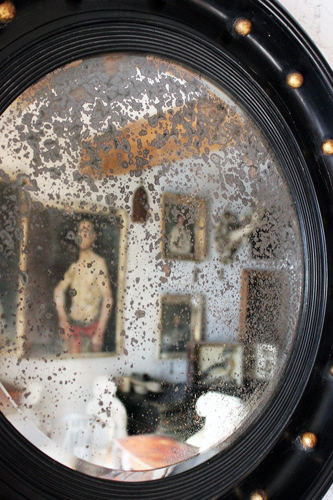 A Good Regency Period Ebonised & Gilt Circular Wall Mirror c.1820