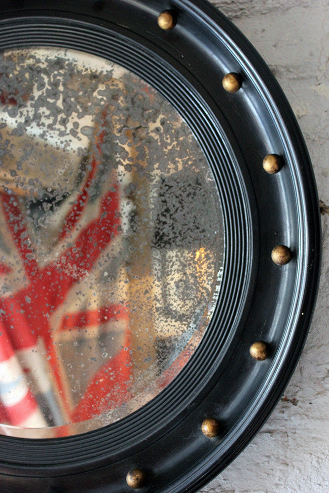 A Good Regency Period Ebonised & Gilt Circular Wall Mirror c.1820